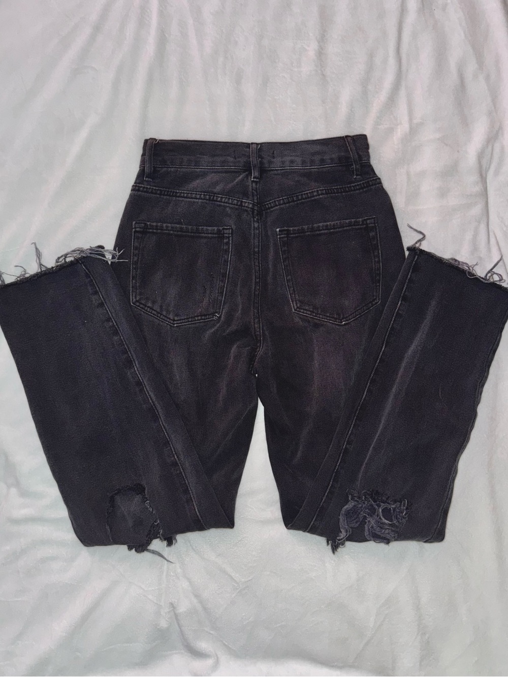 PacSun Black Distressed High Rise Straight Leg Ripped Jeans - Picture 5 of 6